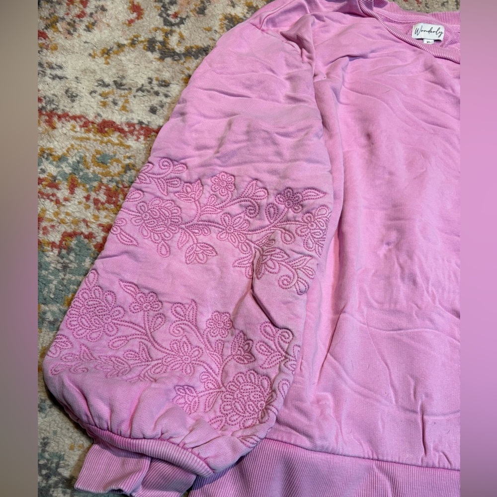Wonderly Pink Sweatshirt with Embroidered Sleeves - Picture 4 of 6